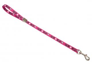 Nastavitelný nylonový popruh délka 53 cm x 15 mm růžový potisk - tlapky