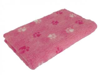Pelíšek pro psy VetBedding Premium - výška 30 mm (růžová – bílé a růžové tlapky) Velikost: 100 x 80 cm
