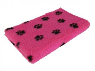 Pelíšek pro psy VetBedding Premium - výška 30 mm (růžová – černé tlapky) Velikost: 100 x 80 cm