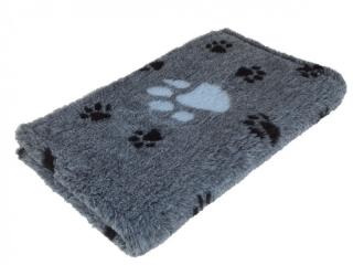 Pelíšek pro psy VetBedding Premium - výška 30 mm (šedá – černé malé a světle modré velké tlapky) Velikost: 100 x 80 cm