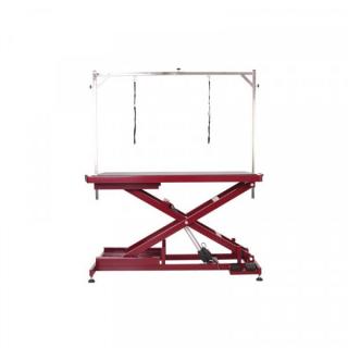 Střihací elektrický stůl Phoenix Callisto BURGUNDY 125 x 65 x 21-95 cm - použito na soutěži GrooMasters