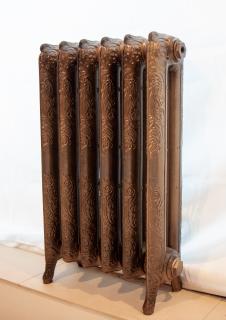 Litinový retro radiátor ArtDeco 760- 6čl., 481 x 760 x 203mm, na zem, černá zlatá (VZ22035)