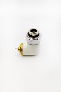 Ventil OPTIMIX 1/2" x 24-19mm, úhlový, PRAVÝ, s termostatem, bílá (E) (pro typ připojení: 00, 01, 03L/R)