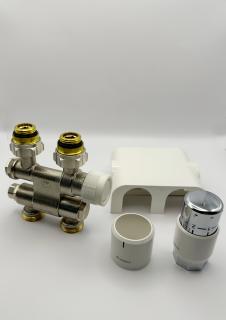 Ventil OVENTROP (kit) bílý 1/2" x 3/4"EK termostat. rovný/rohový (otočný), nikl/bílá (pro typ připojení: 05L/R)