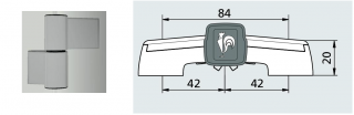 Dveřní pant S60AT-2 84/42+42mm, EV1 stříbrný