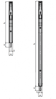 Fapim 3720B černá - zástrč do profilu překlápěcí, rozměry 220x20x8,3 mm