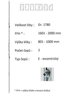 Lišta převodu ROTO NX - variabilní Typ čepu: E - excentrický, Typ / Výška křídla / Počet čepů: Gr.1780 / 1601-2000 / 2