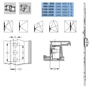 Převod GRM SL, dorn 15 mm Označení kování: GRM 1600/1 SL, FFH 1100-1600