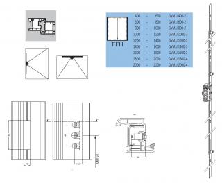 Převod GVM.U.ZN pro otevíravá okna, dorn 15 mm Označení kování: GVM.U.400-2.ZN, FFH 400-600