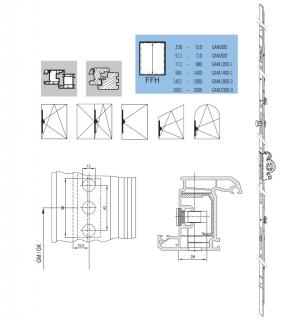 Převod otvíravých oken GAVM, DORN 15 mm Označení kování: GAVM.300-2, FFH/FFB 300-419