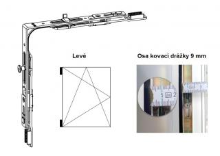 Rohové vedení horní pro spárové větrání G-U Typ: Rohový převod s plochým čepem, osa 9 mm, LEVÝ