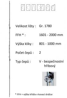 ROTO NX - Lišta převodu - variabilní Typ čepu: V - hřibový bezpečnostní, Typ / Výška křídla / Počet čepů: Gr.1780 / 1601-2000 / 2