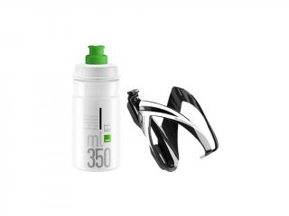 Elite Kit Ceo košík + láhev 350 ml (čirá/zelená)