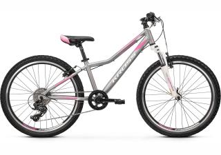 Kross LEA JR 2.0 SR (Silver/pink/white) 2023 Velikost rámu: UNI, Průměr kol: 24 , Výška rámu: 31 cm / 12.2