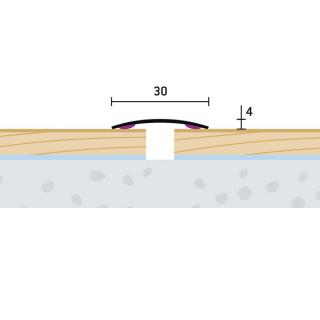 30x4 mm | Prechodový profil samolepiaci - nerez leštená DĹŽKA: 270 cm, FARBA: 02 • nerez leštená