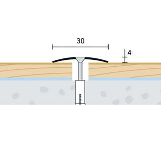 30x4 mm | Prechodový profil vŕtaný - nerez brúsená DĹŽKA: 270 cm, FARBA: 03 • nerez brúsená