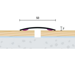 50x7 mm | Prechodový profil samolepiaci - nerez brúsená DĹŽKA: 270 cm, FARBA: 03 • nerez brúsená