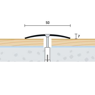 50x7 mm | Prechodový profil vŕtaný - nerez brúsená DĹŽKA: 270 cm, FARBA: 03 • nerez brúsená