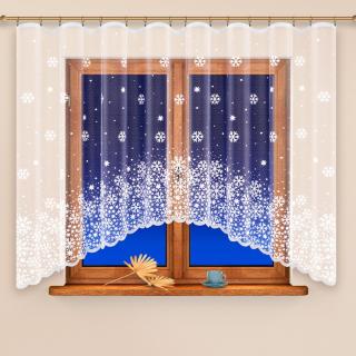 Kusová vánoční záclona Vločka bílá, 90x220 cm