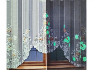 Oblouková záclona Zuzana s fluorescentním prvkem s barevným vzorem, 160x300 cm