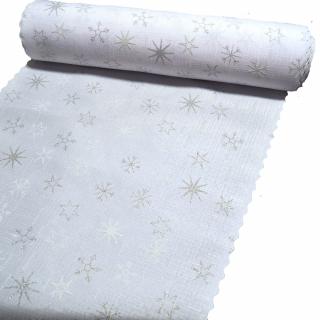 Vánoční ubrus - stříbrné hvěždičky bílo - stříbrná, 120x155 cm