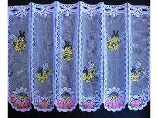 Vitrážová záclonka VČELKA MÁJA s barevným vzorem, 60 cm