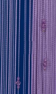 Záclona provázková jednobarevná s korálky 160 x 290 cm fialová, 160x290 cm