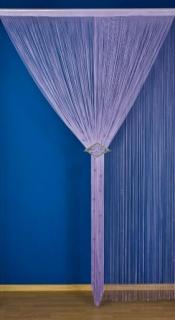 Záclona provázková jednobarevná s korálky 250 x 290 cm fialová, 250x290 cm