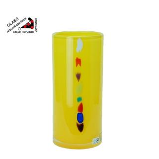 Ateliér Beránek Váza kulatá žlutá, hutní sklo 22cm