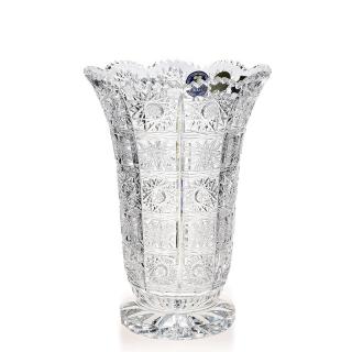 Bohemia Crystal broušená skleněná váza 80838/255mm. Bohatý brus klasik.
