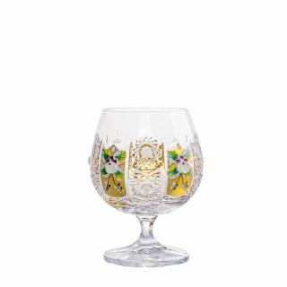 Bohemia Crystal broušené sklenice na brandy, rum, koňak zlacené 6 ks.