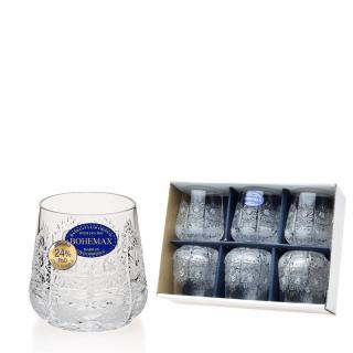 Bohemia Crystal Broušené sklenice na likér, destiláty, Bohemia Crystal panák nízký 30ml. 6 ks. brus Klasik.