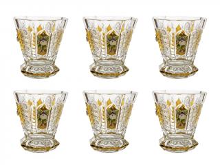Bohemia Crystal broušené sklenice na whisky Stella - zlacené 6 ks. Brus klasik 500 PK