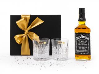 BOHEMIA CRYSTAL Dárková souprava whisky Jack Daniel's 0.7l + 2ks. broušených sklenic 330ml