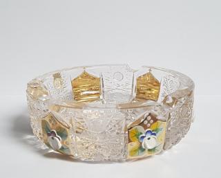 Bohemia Crystal luxusní broušený popelník zlacený 130mm