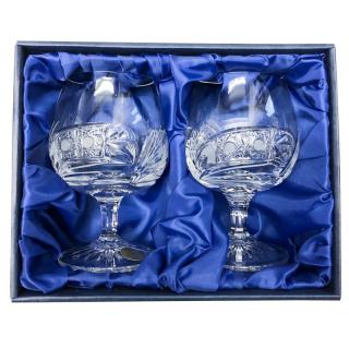 Bohemia Crystal sada 2 broušených sklenic na rum, koňak, brandy, brus Kometa