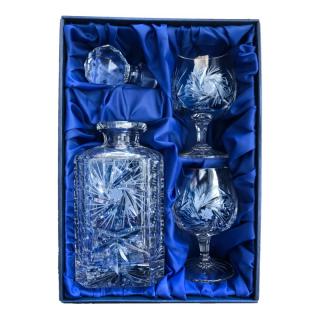 BOHEMIA CRYSTAL Sada na rum, koňak, brandy Bohemia Crystal karafa a 2 sklenice - brus Větrník