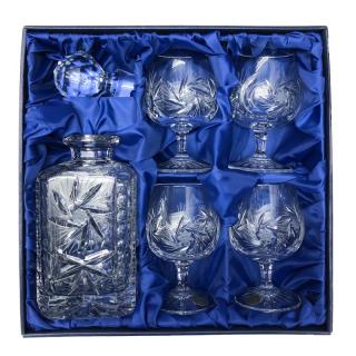 BOHEMIA CRYSTAL Sada na rum, koňak, brandy Bohemia Crystal karafa a 4 sklenice - brus Větrník