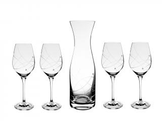 Bohemia Crystal Set na víno galaxie, karafa + 4 sklenice Swarovski, Preciosa 1000ml + 360ml