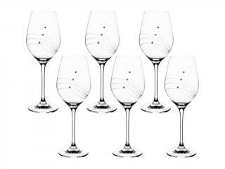 Bohemia Crystal Sklenice na bílé víno, paprsky - 6 ks Swarovski, Preciosa