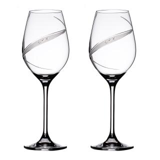 BOHEMIA CRYSTAL Sklenice na bílé víno přátelská souprava Line exclusive - 2 ks Swarovski, 360 ml