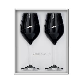 BOHEMIA CRYSTAL Sklenice na bílé víno přátelská souprava Silhouette black - 2 ks. Swarovski, 360 ml