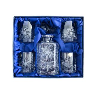BOHEMIA CRYSTAL Whisky set Bohemia Crystal karafa + 4 sklenice na whisky - brus Větrník