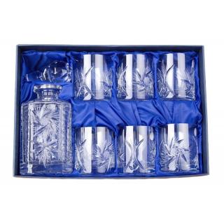 BOHEMIA CRYSTAL Whisky set Bohemia Crystal karafa + 6 sklenice na whisky - brus Větrník
