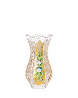 Broušená křišťálová váza Bohemia Crystal zlacená - Pytel 80381/155mm. Brus Klasik, zlaceno.