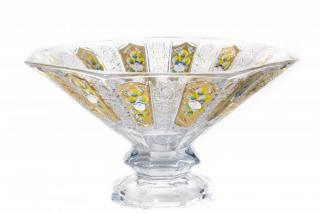 Broušená mísa na ovoce Stella Bohemia Crystal zlacená 330mm