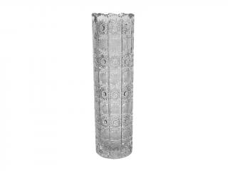 Broušená skleněná váza válec Bohemia Crystal 80115/355mm. Bohatý brus Klasik.
