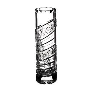 Broušená skleněná váza válec Bohemia Crystal 80121/205mm. Moderní brus Kometa.