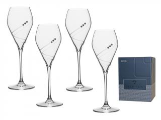 Celebration Sklenice na prosecco - 4 ks. s kamínky Swarovski, Preciosa 230ml