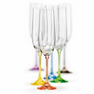 Crystalex Barevné sklenice na šampaňské Rainbow 190ml 6 ks.